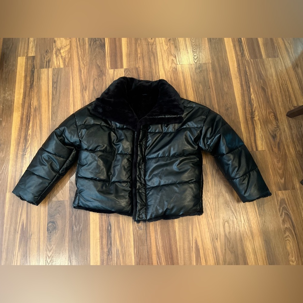 Express Reversible Vegan Leather & Faux Fur Puffer